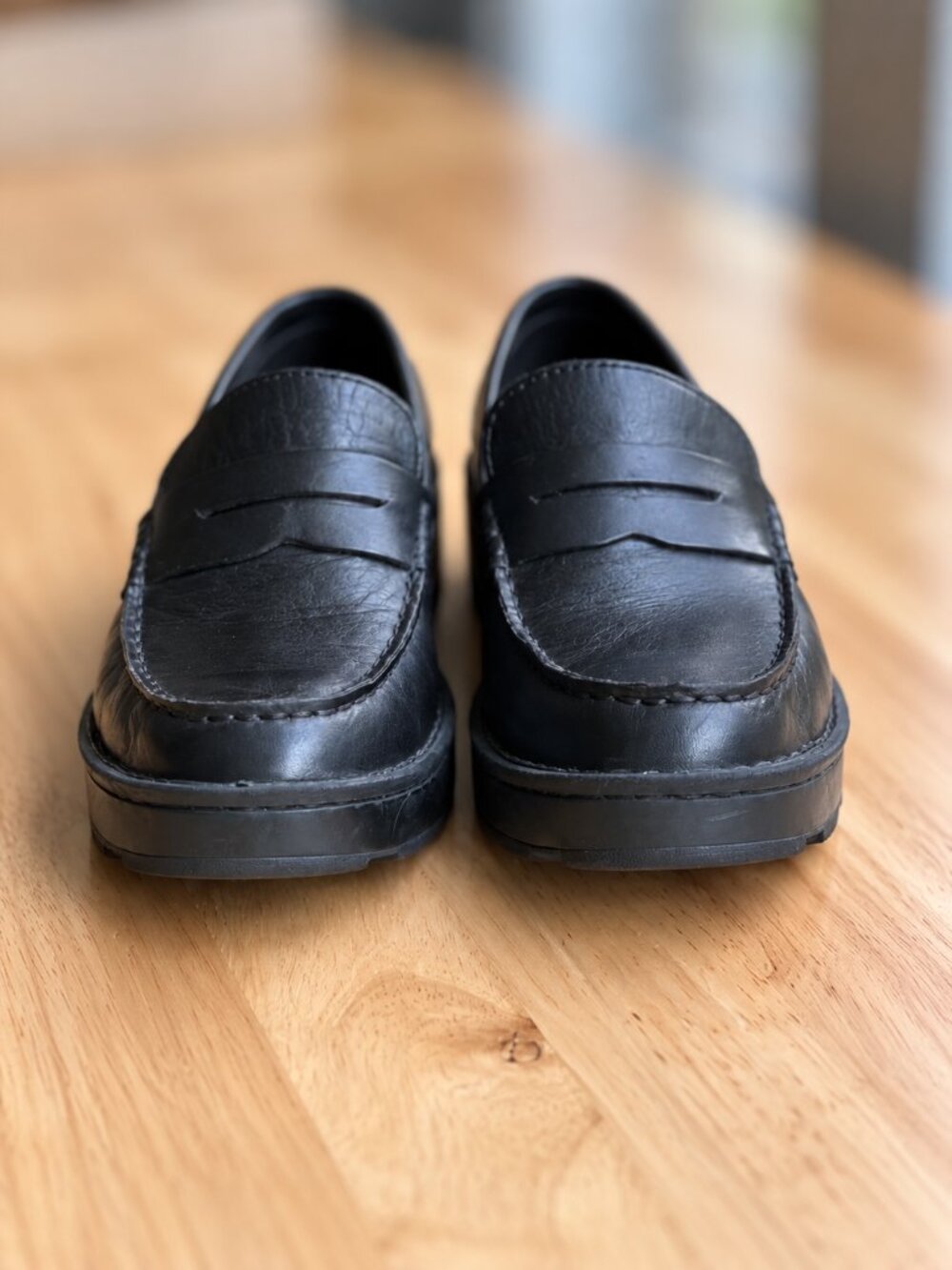 Born Black Leather Penny Loafers Chunky Sole Size 6 - Picture 5 of 16